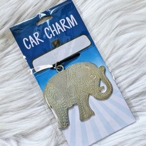 Happy Elephant Car Charm Silver & Black